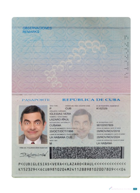 Download Cuba passport 2018 present Photoshop template